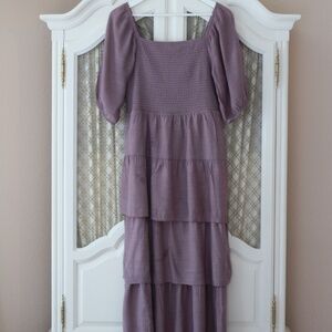 King's Road Dusty Lavender Tiered Maxi Dress
